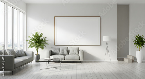 modern interior design with a frame mockup