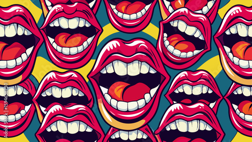 seamless pattern with red lips