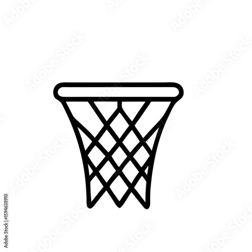 Netball hoop illustration in minimalist line art style on transparent background  