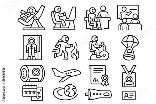 Astronaut icons: space mission activities and achievements