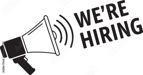 Vector art of were hiring announcement with a megaphone