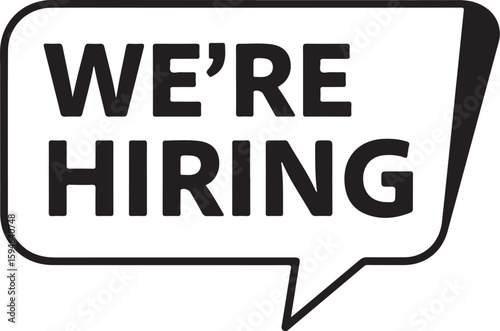 Vector art of were hiring text in a speech bubble