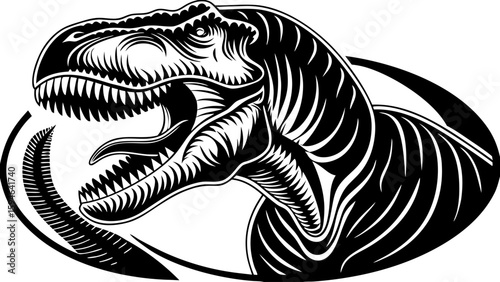 Roaring T-Rex Dinosaur Head Clipart – Fierce Prehistoric Drawing Vector