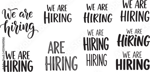 Vector art of collection of diverse we are hiring typography designs