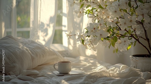 Serene Morning Routine without Phone, Embracing Peaceful Moments with Nature and Coffee in a Cozy Setting