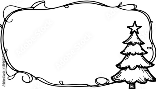 Christmas frame with Christmas tree – Cute coloring design for kids