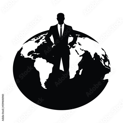 Successful Leader Standing Strong With Positive Posture Line Art Vector illustration