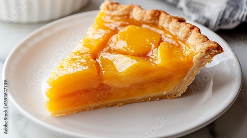 Fototapeta Naklejka Na Ścianę i Meble -  Slice of Peach Pie on a White Plate