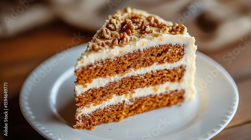 Wallpaper Mural Slice of Carrot Cake with Cream Cheese Frosting and Walnut Topping Torontodigital.ca