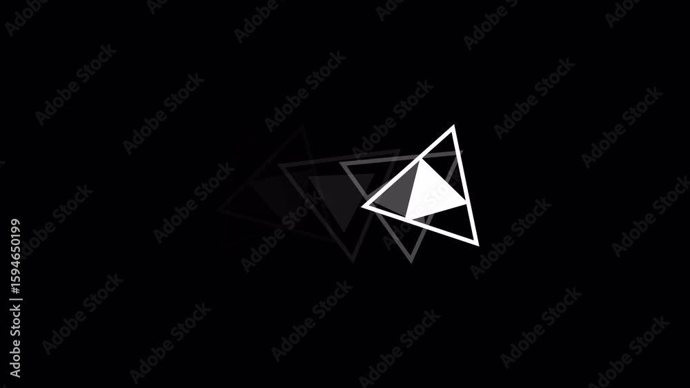 Abstract Triangles Animation: White Geometric Shape on Black Background with Subtle Motion