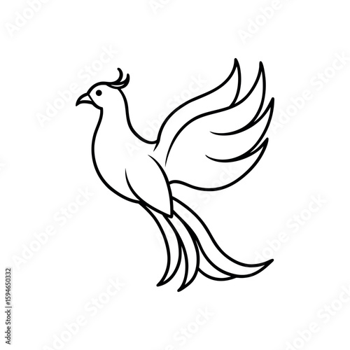 A phoenix line art vector illustration.