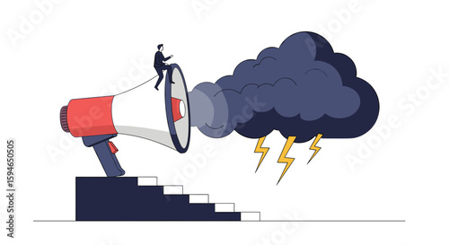 Announcing bad news through a megaphone that unleashes a storm