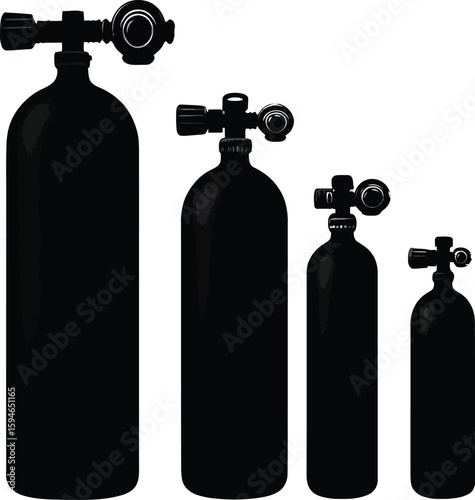 scuba tank silhouette, oxygen tank vector, diving equipment icon, scuba diving gear,