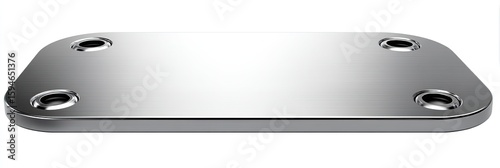 Rectangular, metallic plate with mounting holes