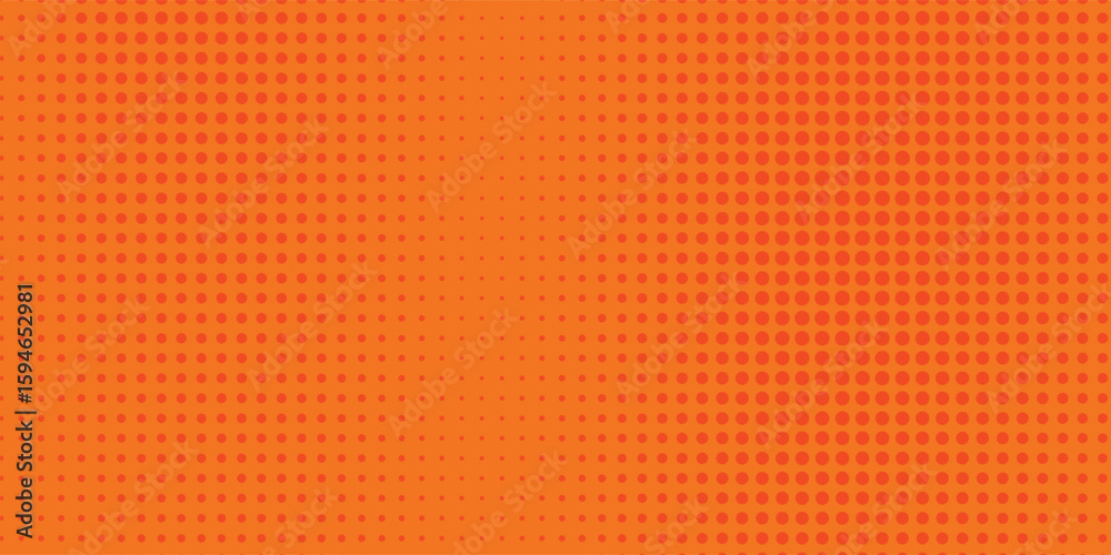 Fototapeta premium Dots halftone orange color pattern gradient texture with technology digital background. Dots pop art comics modern orange background