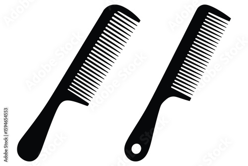 Black combs on white background hair comb styling tool