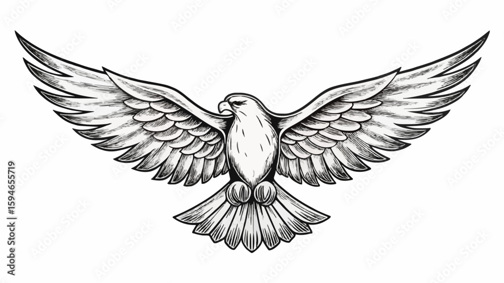 Fototapeta premium Flying Eagle Hand-Drawn Illustration