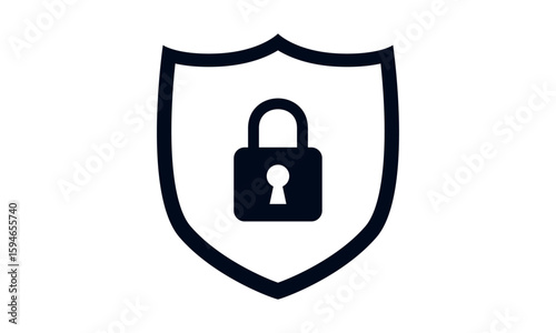 Secure internet icon. Protective shield sign digital security with the image of a padlock. Symbol security protection web. Vector illustration.
