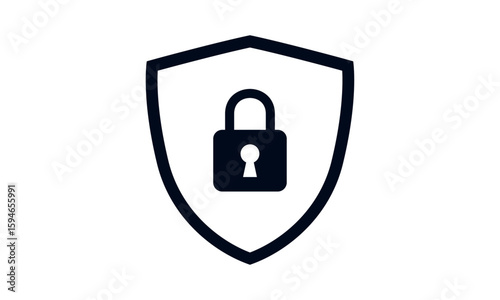 Secure internet icon. Protective shield sign digital security with the image of a padlock. Symbol security protection web. Vector illustration.