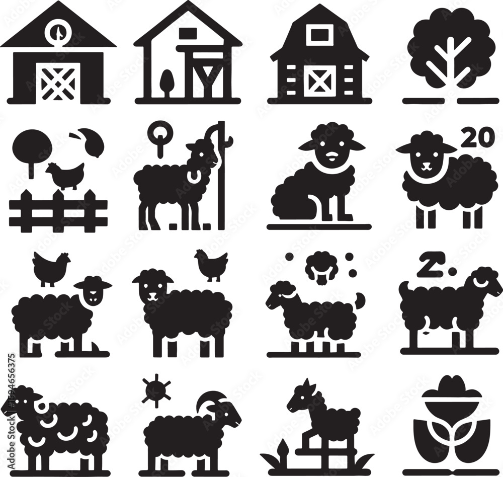 Obraz premium farm animals set sheep