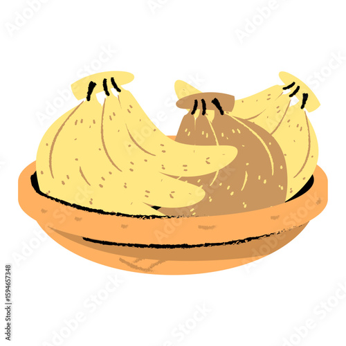 Bananas in a bowl still life illustration healthy fruit bowl vector