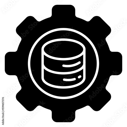 Db rack with gear, icon of data setting