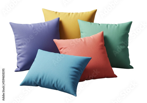 Colorful pillows png on transparent background, decorative cushions