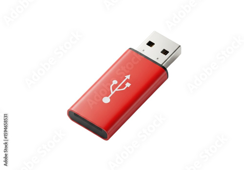 Red usb flash drive png on transparent background