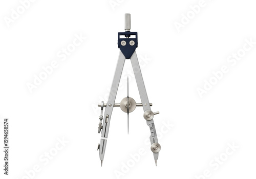 Silver compass drawing tool png on transparent background