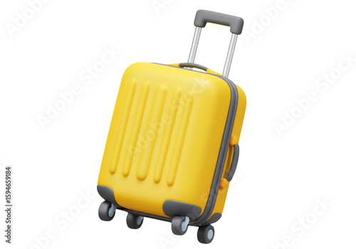 Yellow suitcase luggage bag png on transparent background