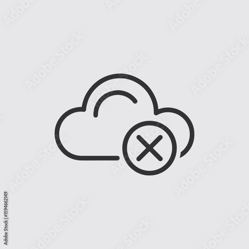 Vector art of cloud icon with a cross indicating an error or cancellation