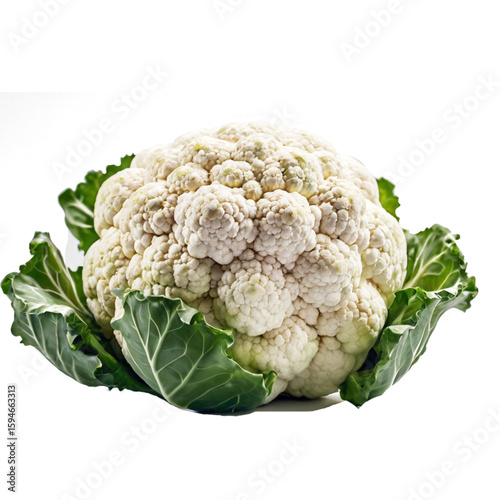 Fresh White Cauliflower Floret Isolated on Transparent Background