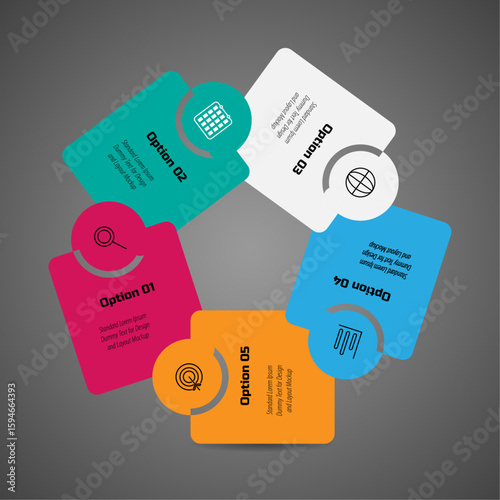 cBusiness vector infographic design template with icons – Circular flow for business layout, marketing, workflow, report – Data presentation slide – Infographic design template with place for your dat