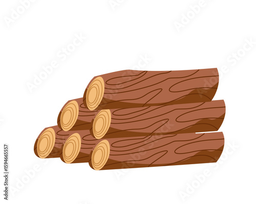 Pile firewood. Stack wood log bonfire, cartoon sticks branches timber forest tree for burning fire, bundle dry brushwood timber firewood lumber trunk. Flat vector illustration isolated on white.