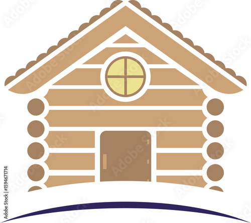 Icon of a wooden log house.