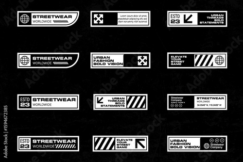 Futuristic streetwear cyberpunk interface element technology graphic vector design template