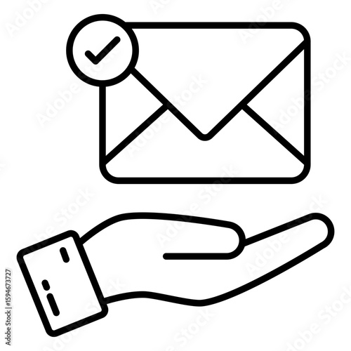 A solid design icon of mail
