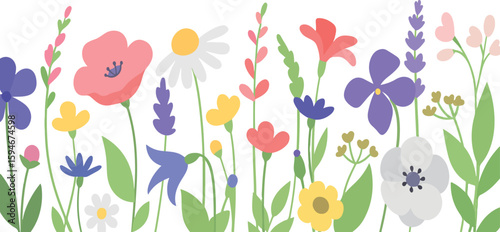 spring flowers background. Vector