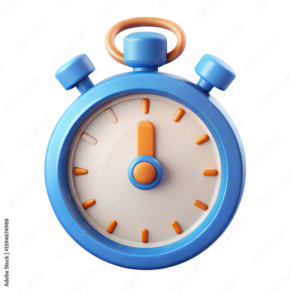 Cartoon Stopwatch Illustration in Blue and Orange on Transparent Background Cartoon Stopwatch Illustration in Blue and Orange on Transparent Background