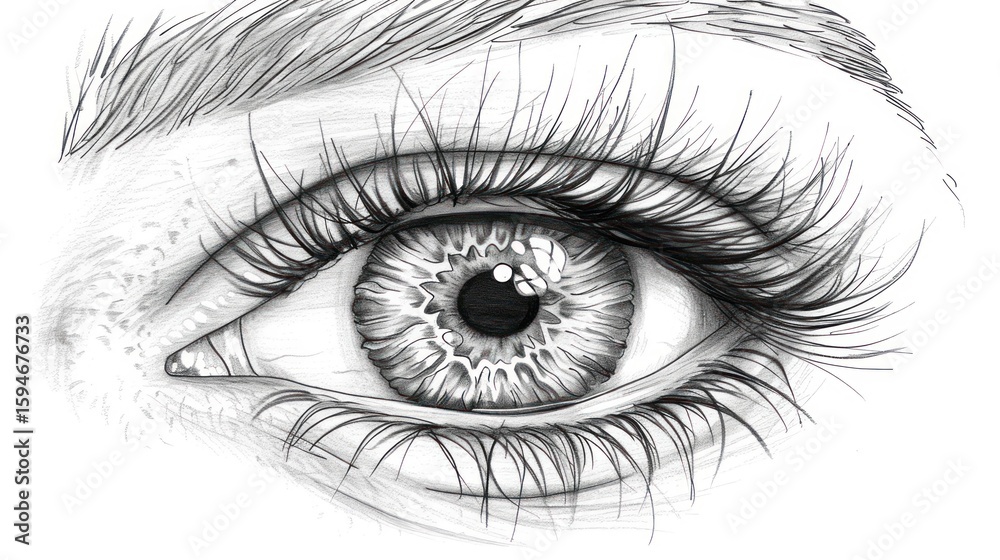Obraz premium Illustration of an Eye with Lifelike Features and Realistic Texture, Perfect for Artistic and Medical Use