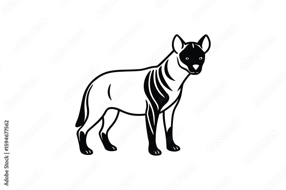 Fototapeta premium Striking Aardwolf Illustration with Bold Black Stripes and a Sleek Silhouette Design Perfect for Logos and Graphics silhouette This black
