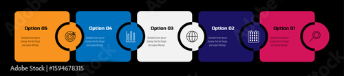 Modern vector for workflow layout, diagram, annual report, web design – Timeline infographic design element and number options, business concept with 5 steps – Vector business template for presentatio