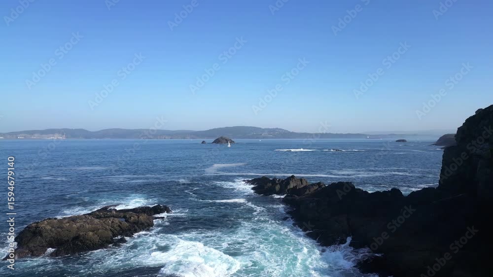 Flying over sea of Seixo Branco in Galicia 4k drone Flying over sea of Seixo Branco in Galicia 4k drone