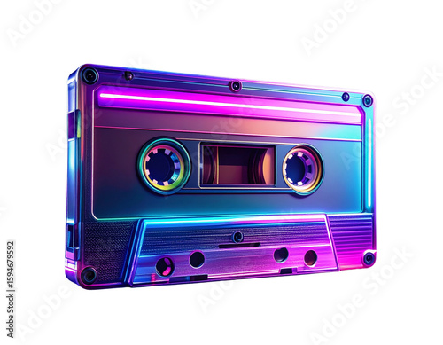 Retro 80s Cassette Tape with Neon Colors