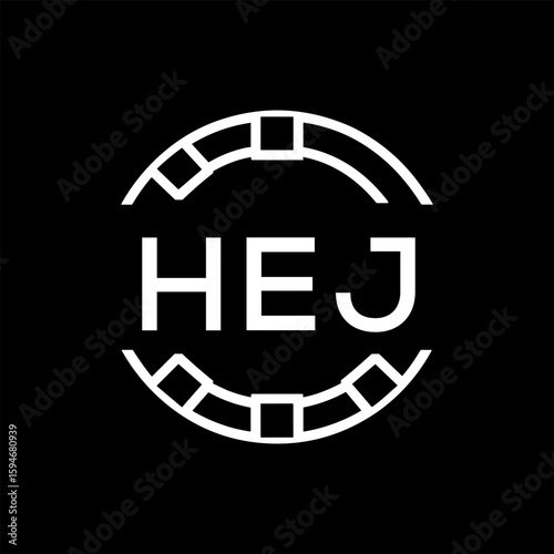 HEJ Minimalist HEJ  Logo Design on Black Background – HEJ Later Logo, Modern Circular Branding Concept
