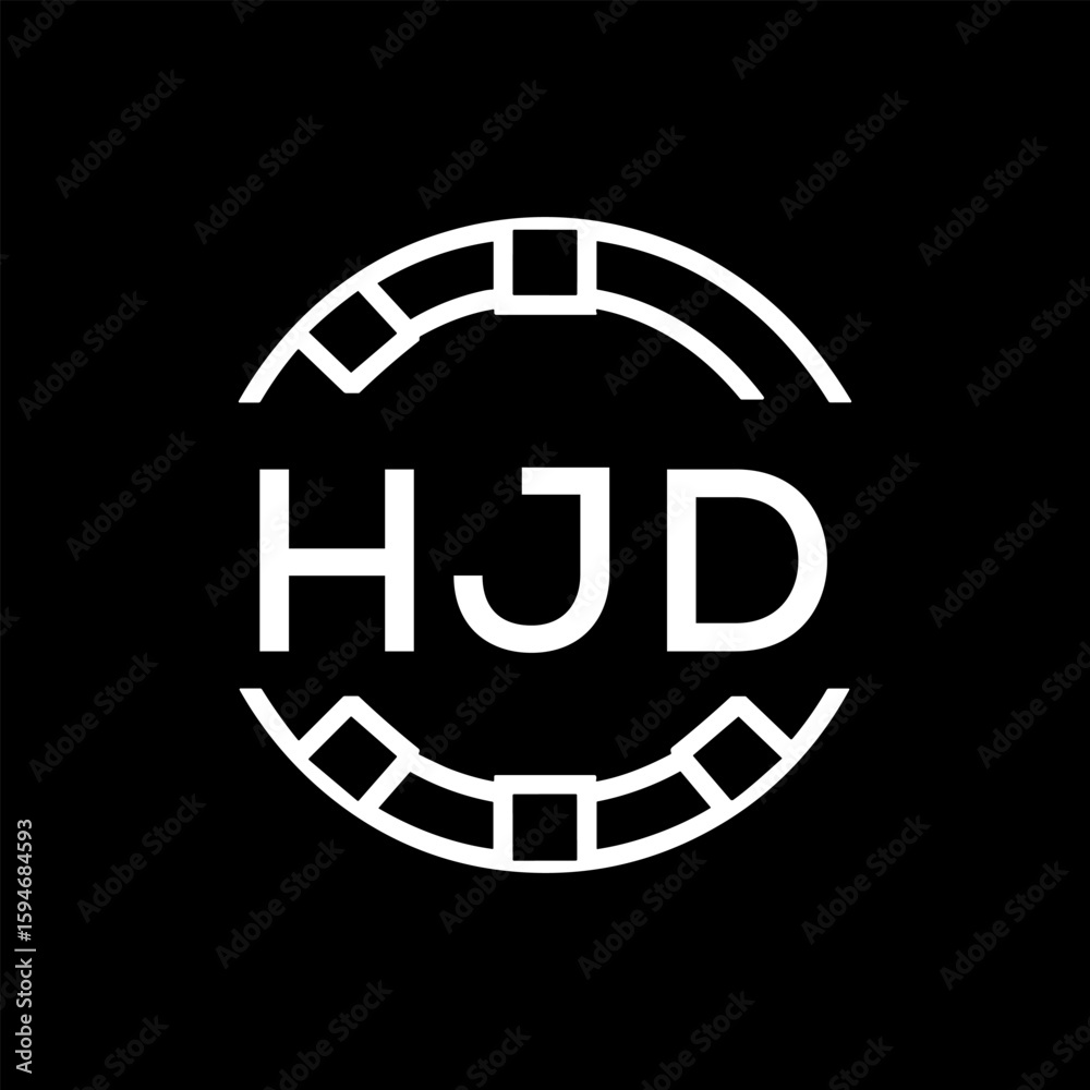 Obraz premium HJD Minimalist HJD Logo Design on Black Background – HJD Later Logo, Modern Circular Branding Concept