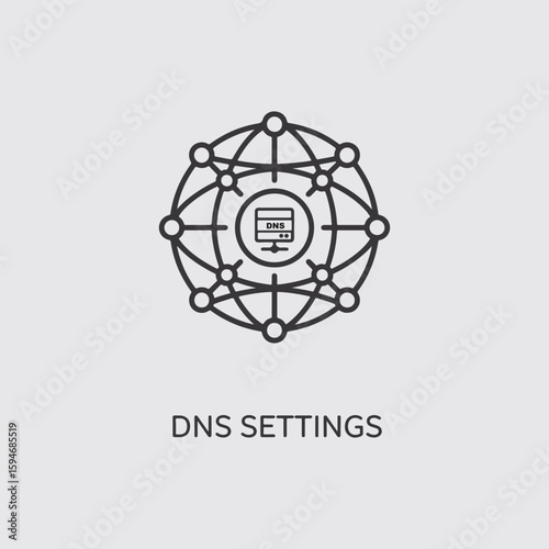 Vector art of dns settings icon representing global internet domain name system