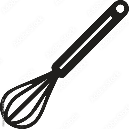 Black silhouette of a whisk in a bowl, preparing food, cooking tools
