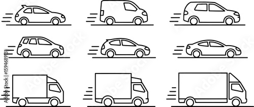 Various vehicles moving fast automotive automobile