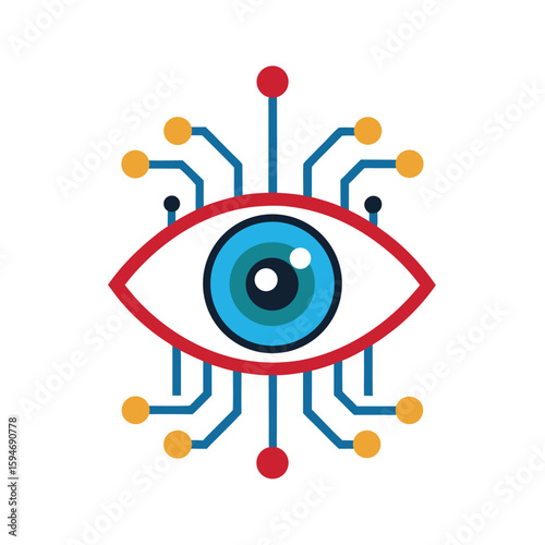 Abstract Eye Illustration with Tech Circuits Design